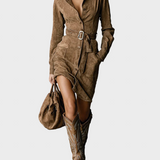 Zelena | Midi Suede Dress