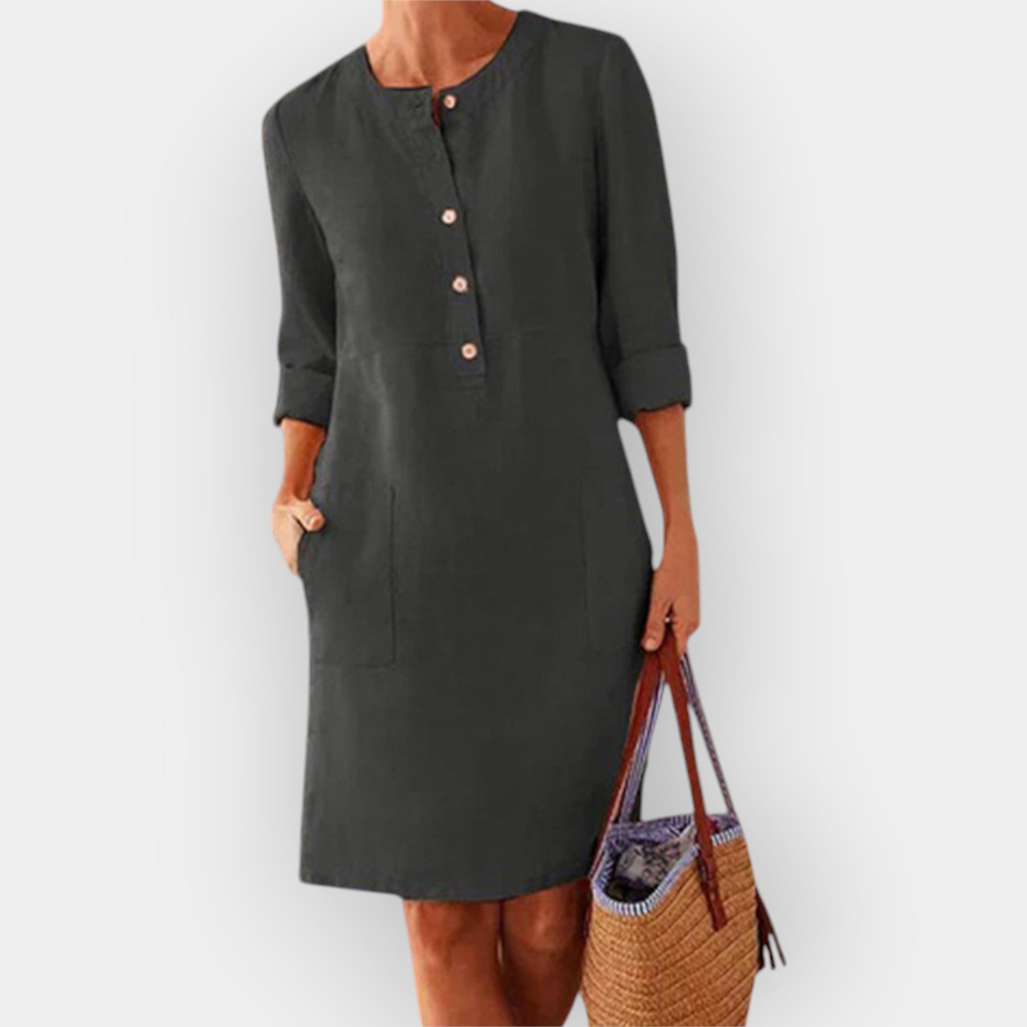 Clara | Elegantna midi haljina od pamuka s minimalističkim dizajnom