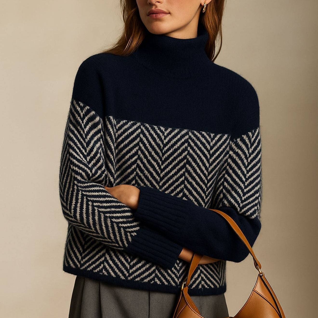Amira - Elegantni Kašmirski Pulover sa Rolovanim Ovratnikom
