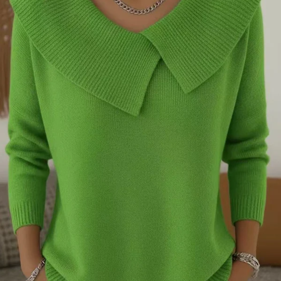 Karolína – Elegantni pleteni džemper s istaknutom kragnom