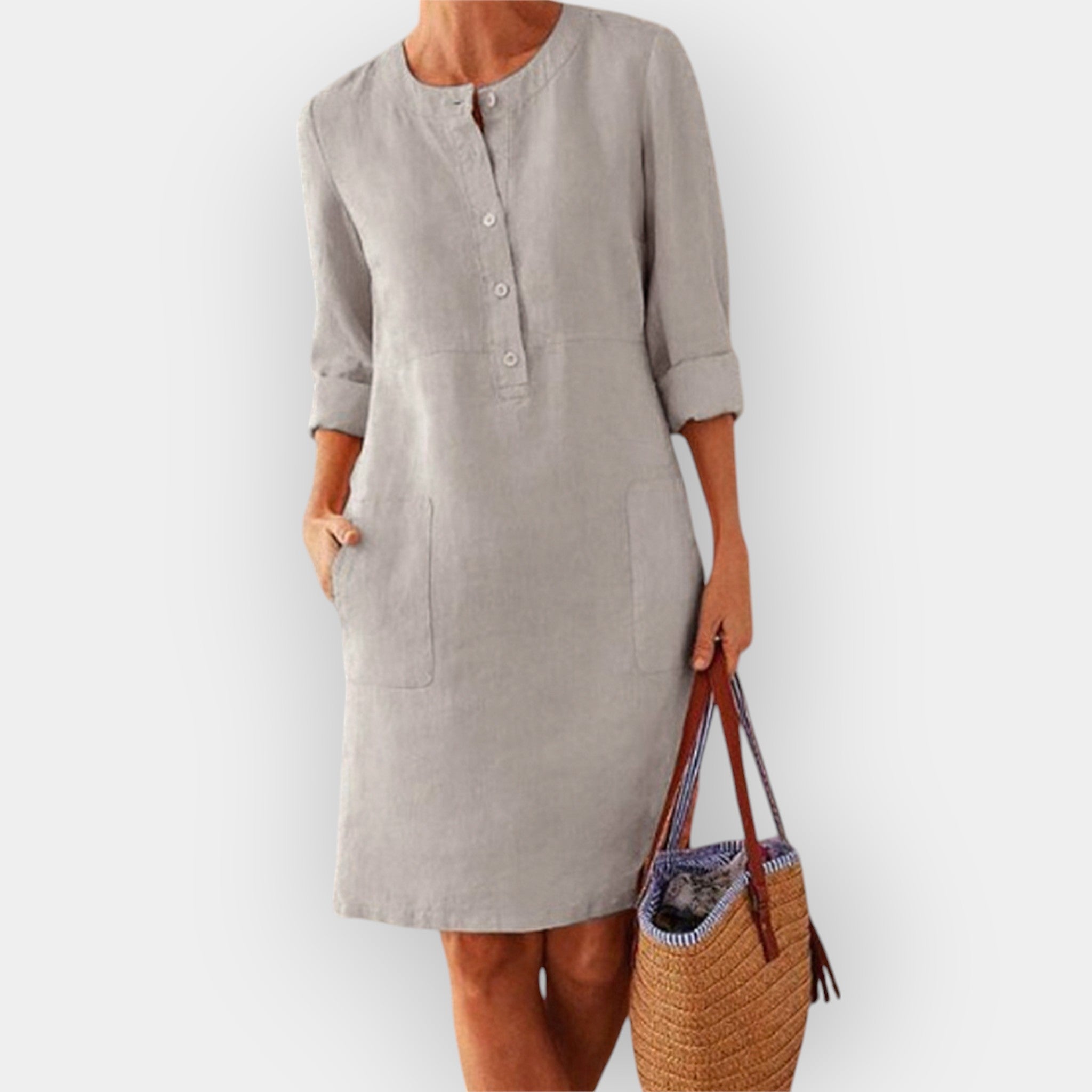 Clara | Elegantna midi haljina od pamuka s minimalističkim dizajnom
