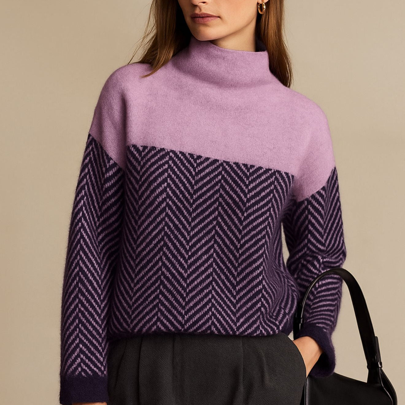 Amira - Elegantni Kašmirski Pulover sa Rolovanim Ovratnikom