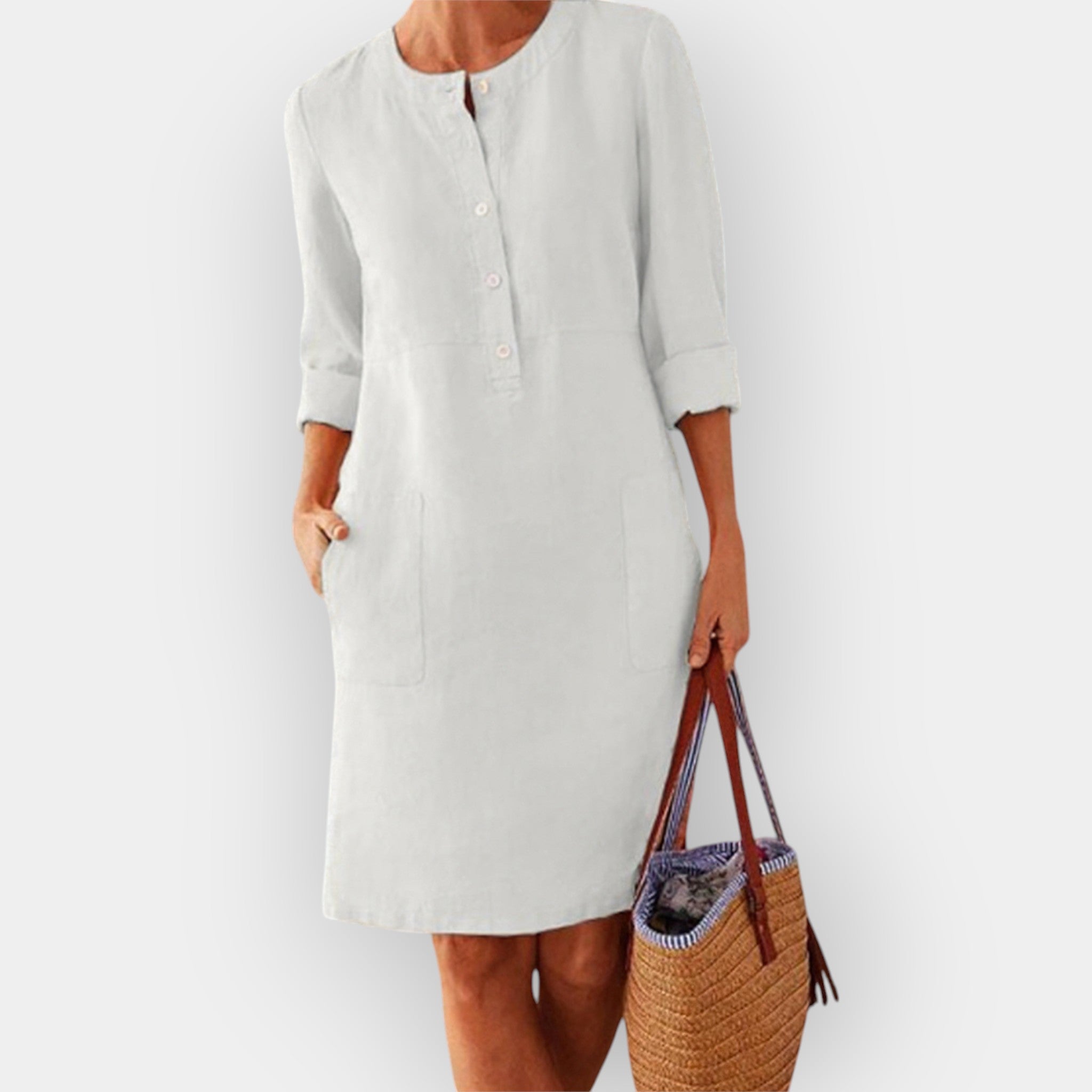 Clara | Elegantna midi haljina od pamuka s minimalističkim dizajnom