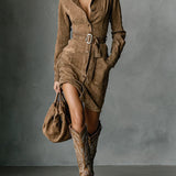 Zelena | Midi Suede Dress