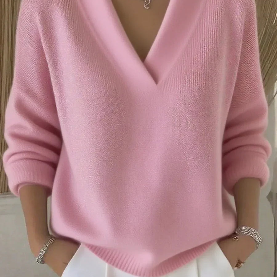 Faye - Elegant Pulover s V-Izrezom