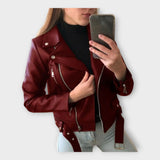 Tuuli | Stylish Leather Coat with Belt and Closure