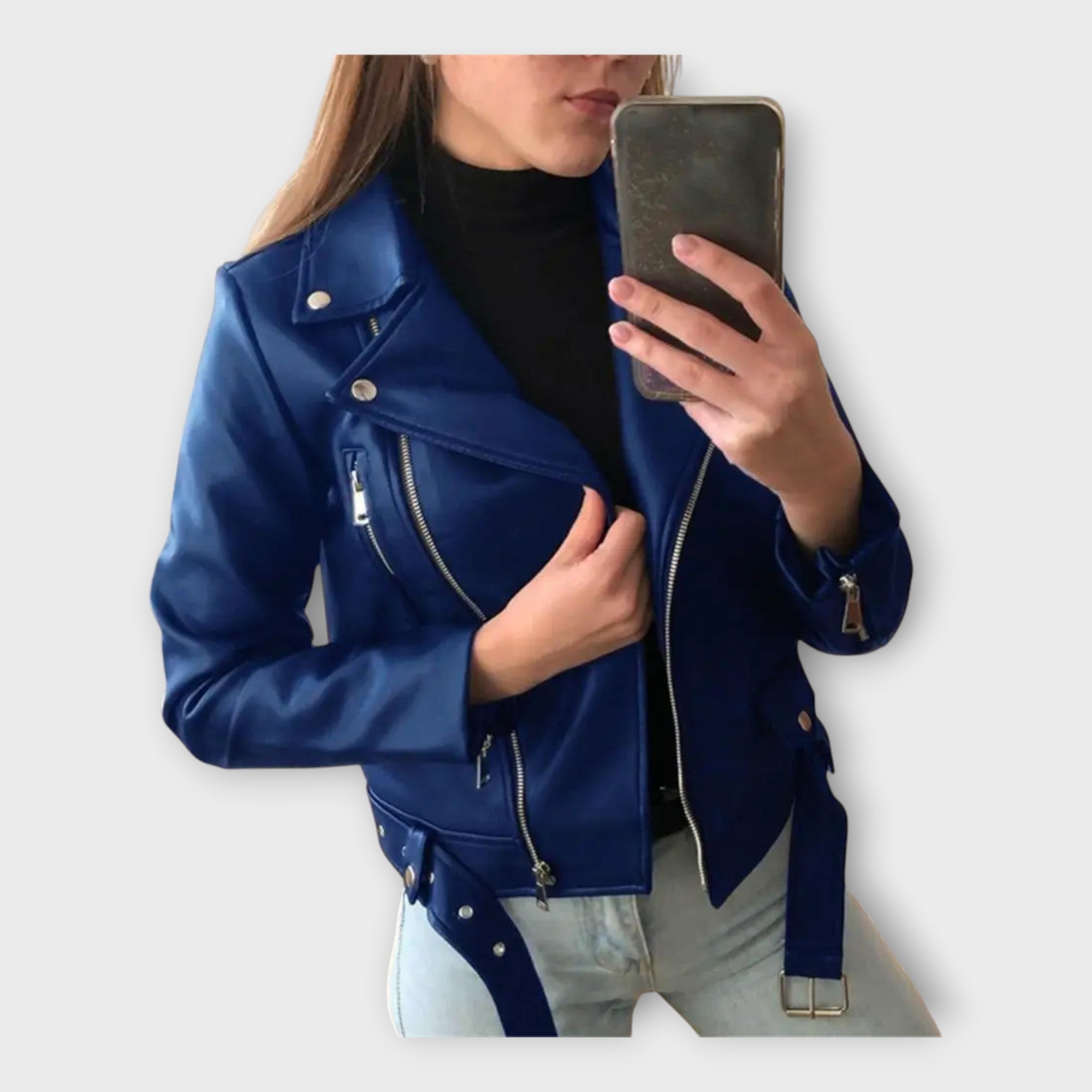 Tuuli | Stylish Leather Coat with Belt and Closure
