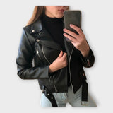 Tuuli | Stylish Leather Coat with Belt and Closure