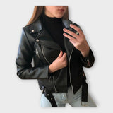 Tuuli | Stylish Leather Coat with Belt and Closure