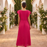 Seraphina | Elegantan Maxi Haljina sa Plisiranjem i Uvezenim Strukom