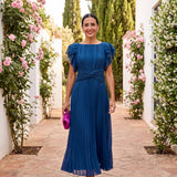 Seraphina | Elegantan Maxi Haljina sa Plisiranjem i Uvezenim Strukom