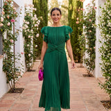 Seraphina | Elegantan Maxi Haljina sa Plisiranjem i Uvezenim Strukom