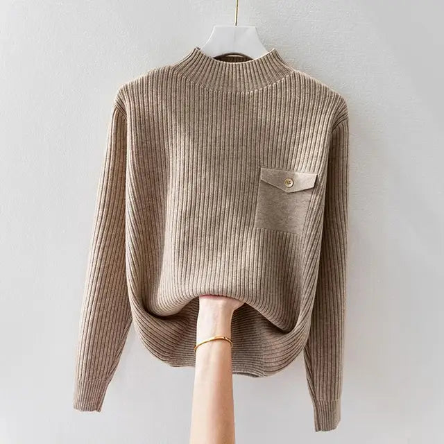 Virge | Elegantna pletena majica s visokim ovratnikom
