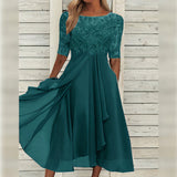 Puck | Elegantna Midi Haljina s Čipkastim Detaljima