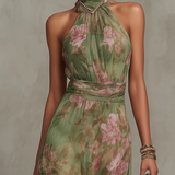 Livia | Elegantna Maxi Halter Haljina sa Cvećem