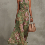 Livia | Elegantna Maxi Halter Haljina sa Cvećem