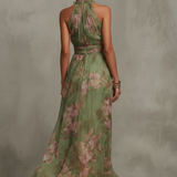 Livia | Elegantna Maxi Halter Haljina sa Cvećem