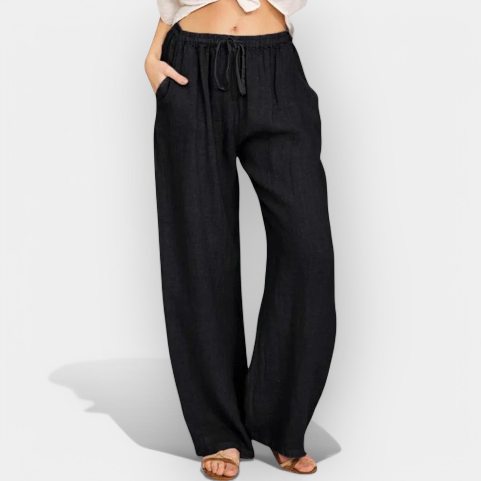 Malika | Elegantne lanene pantalone s laganim krojem