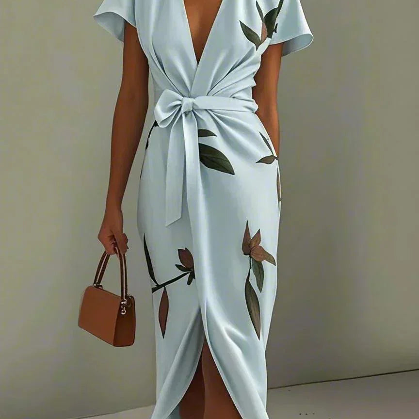 Elin | Elegant Waffle Dress with Floral Print