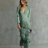 Chiara | Elegantna Haljina sa Fringed Rukavima