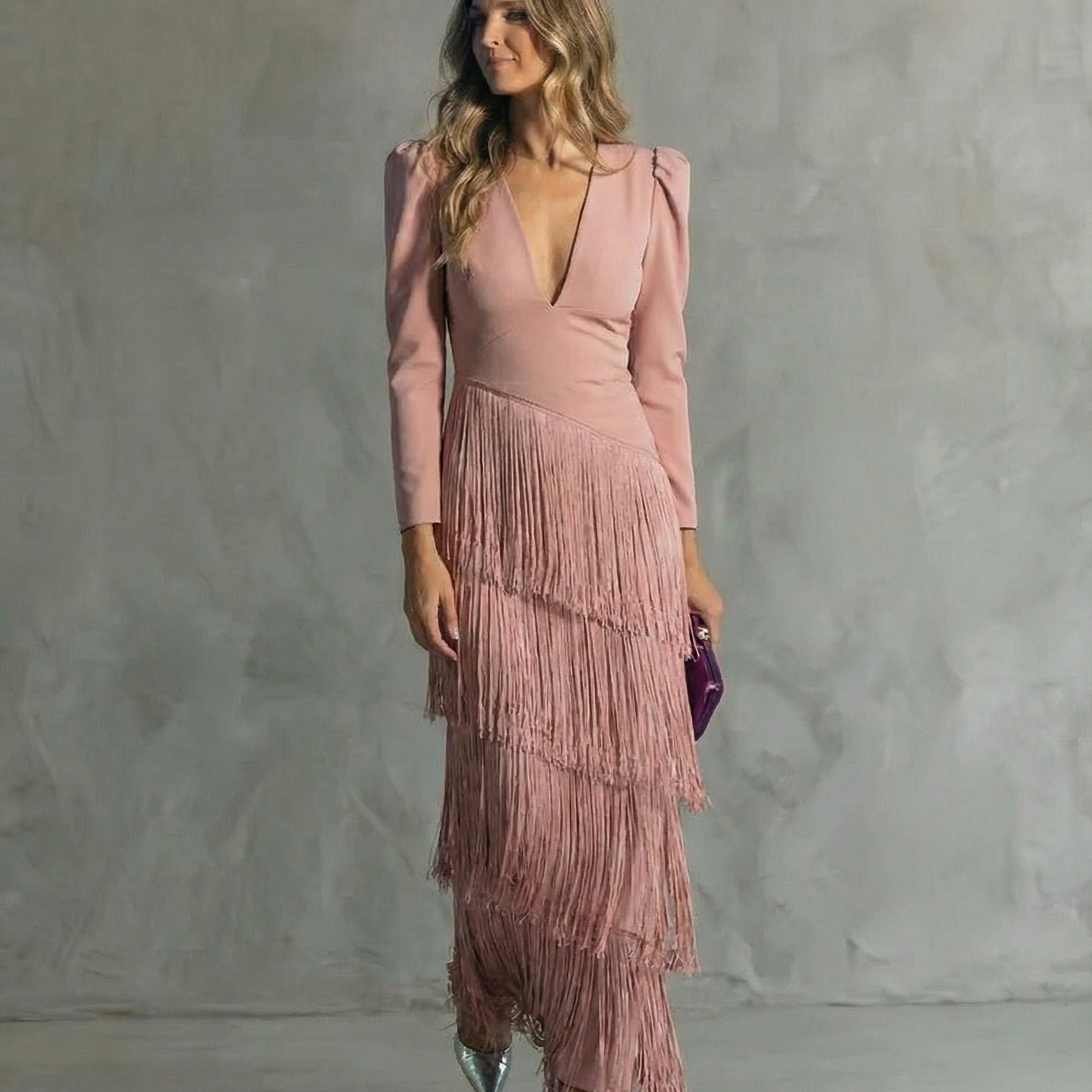 Chiara | Elegantna Haljina sa Čipkastim Rukavima