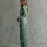 Chiara | Elegantna Haljina sa Fringed Rukavima