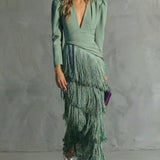 Chiara | Elegantna Haljina sa Fringed Rukavima