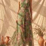 Livia | Elegantna Maxi Halter Haljina sa Cvećem