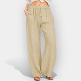 Malika | Elegantne lanene pantalone s laganim krojem