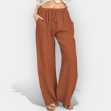 Malika | Elegantne lanene pantalone s laganim krojem