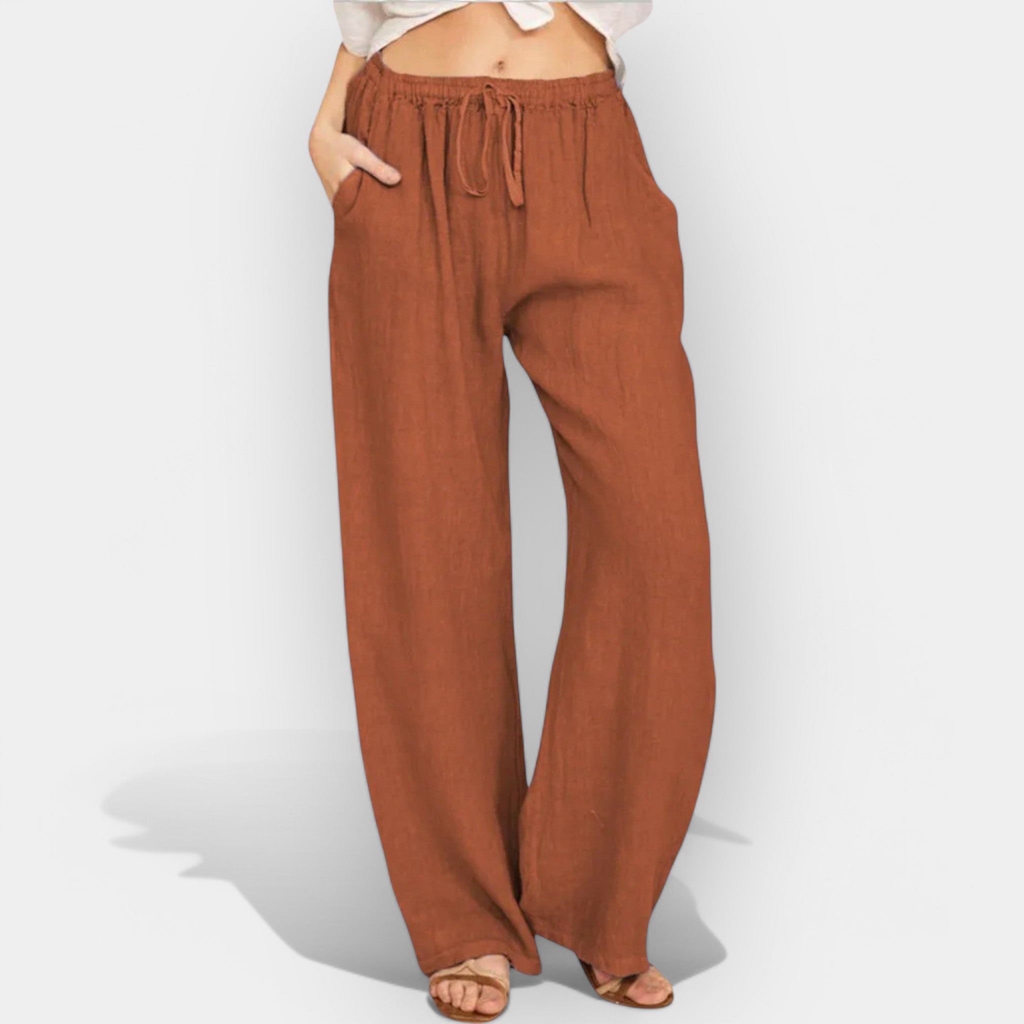 Malika | Elegantne lanene pantalone s laganim krojem