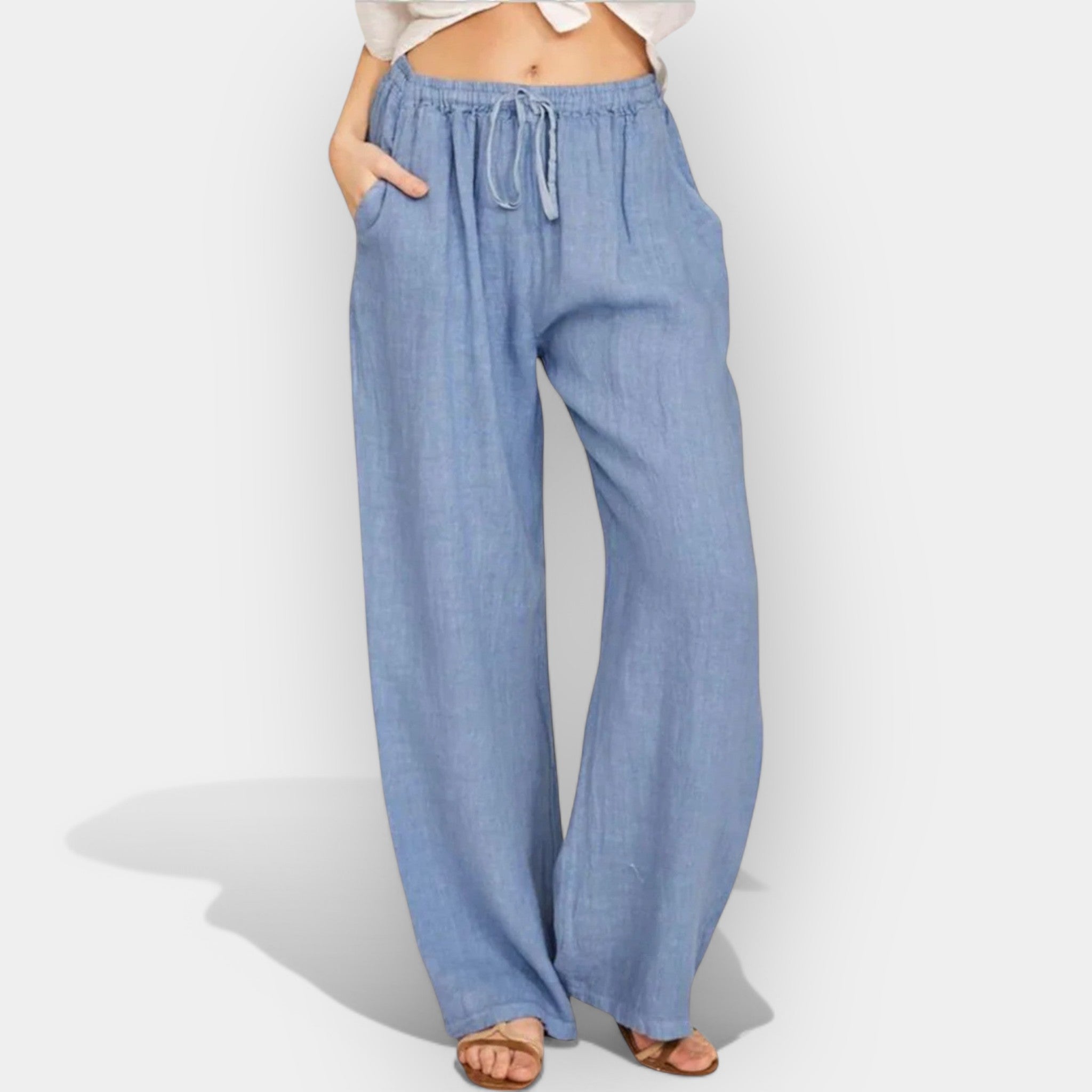 Malika | Elegantne lanene pantalone s laganim krojem