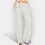 Malika | Elegantne lanene pantalone s laganim krojem