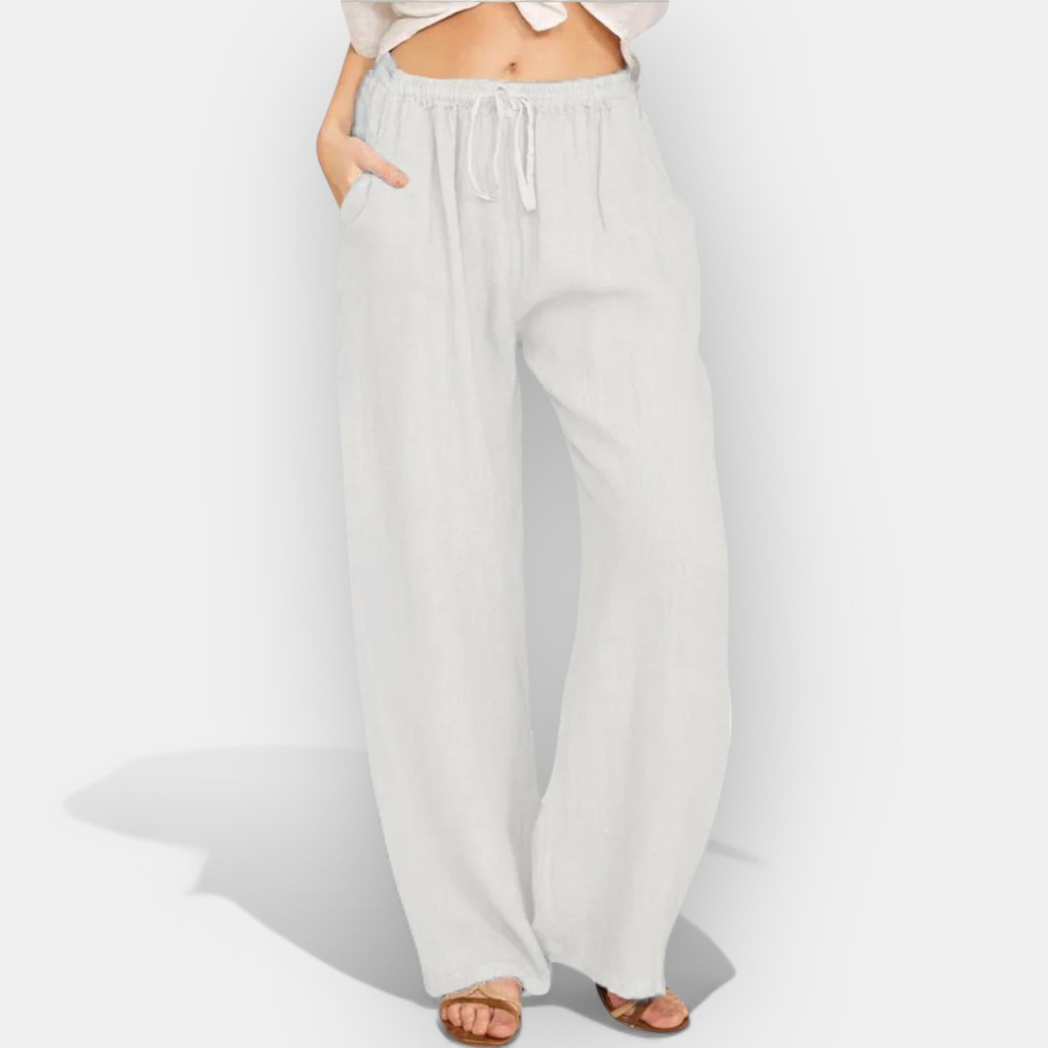 Malika | Elegantne lanene pantalone s laganim krojem